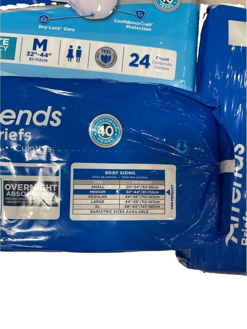 3 Attends Adult Advanced Briefs Medium Size 32 To 44